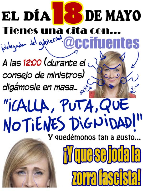 machoespanol's tweet photo. He oído que a las 12:00 quieren hacerle un "CALLA, PUTA, QUE NO TIENES DIGNIDAD" a ccifuentes. Malditos bolcheviques... http://t.co/vWQSCaLI