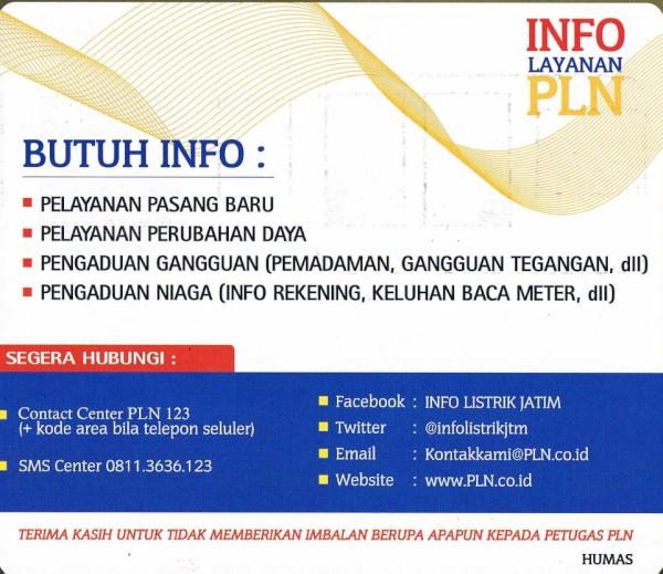 pln_sbs's tweet photo. INFO LAYANAN PLN http://t.co/1WJ1H7pJ