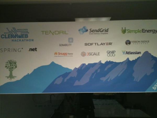 tendrilapi's tweet photo. #Boulder #Cleanweb #Hackathon - thank you to our sponsors. http://t.co/F3AG6ob0