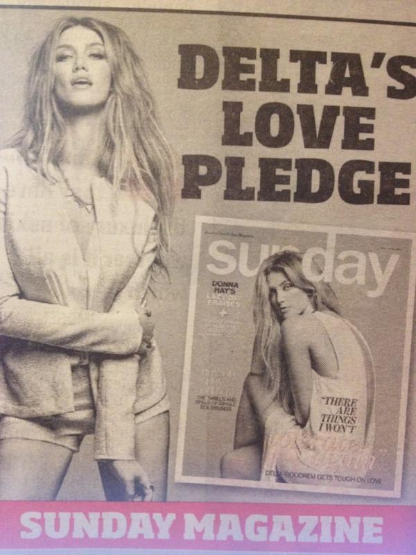 wow she looks stunning! “@markp_: WOW. Cannot wait for tomorrow's @sundaymag - @delta_goodrem looks amazing! ”