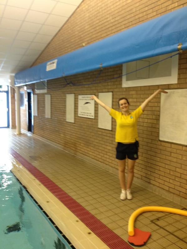 CH_Arfon's tweet photo. @MabliLlyn showing off one of our energy saving equipment - keeping our #pool warm for you! #ALC http://t.co/MZbCjgfR