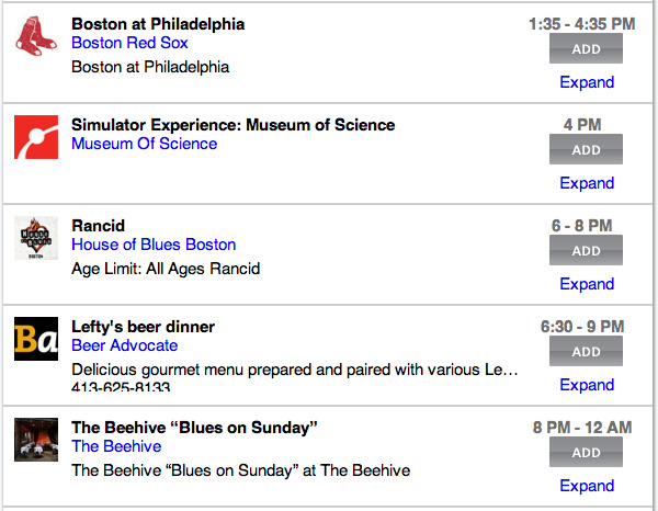 streamcal's tweet image. Great #sunday #events in #Boston: #redsox #beehive #beer #music #museum  Customize your own stream alpha.streamcal.com/web/catalog