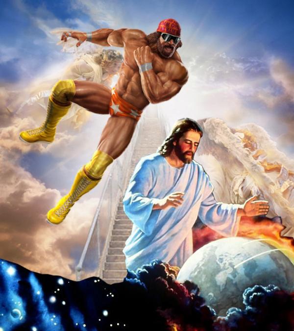 KayfabeNews's tweet image. On the one-year anniversary of Randy Savage's passing, this is what's happening in heaven.  #MachoMan