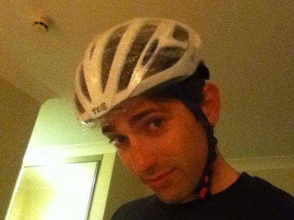 Any aerodynamic advantage will do! <a href="/GruffLewis/">Gruffudd Lewis</a> ready to pull the pin