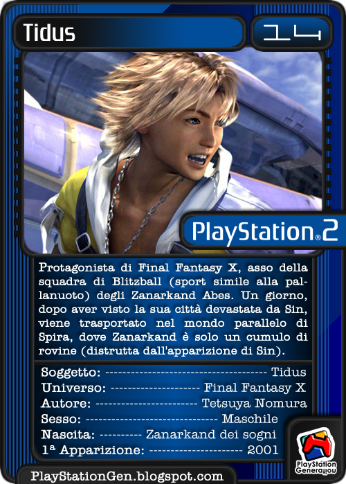 PlayStationGen's tweet image. Ecco a voi la #PSCard di oggi con il mitico #Tidus di #FFX -