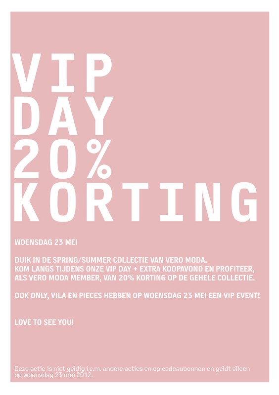VeroModaOnlyEmm's tweet photo. Woensdag hebben we weer VIPdag! Komt allen gezellig langs! http://t.co/btVKveZJ