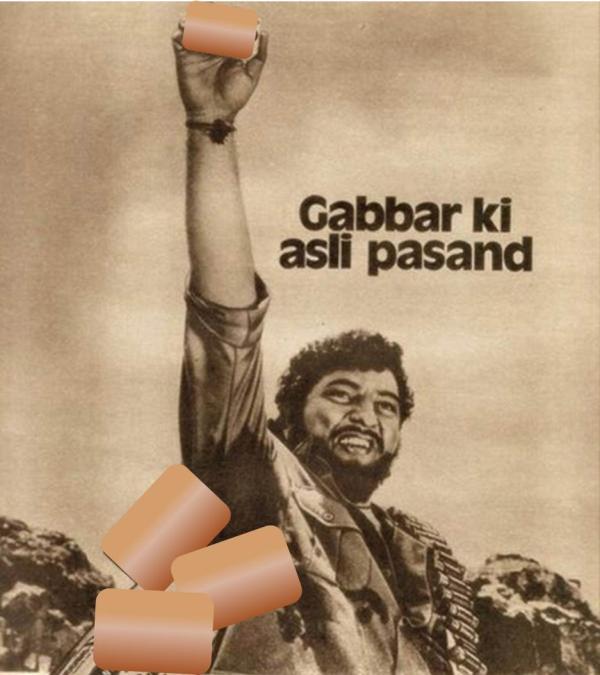 makemytrip's tweet photo. #duskibus #riddle6. Guess which brand #Gabbar is endorsing :). Check pic. http://t.co/Kd5w85lj