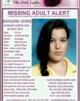 BarryTuck's tweet photo. Yo peeps! A friend of mine's 14 year old daughter went missing early Sunday am in Dbn. No word from her &amp; phone's off. http://t.co/cyNxVSuo
