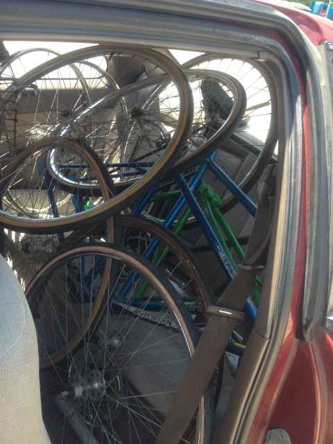 ReCycleErie's tweet photo. Fresh load of bikes and parts to rebuild.. Who wants to be among to first to help "save" a vintage bike? http://t.co/3PcdiI9A