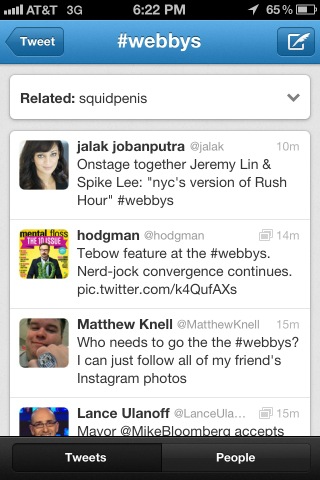 Well played <a href="/pattonoswalt/">Patton Oswalt</a> #webbys (see related)