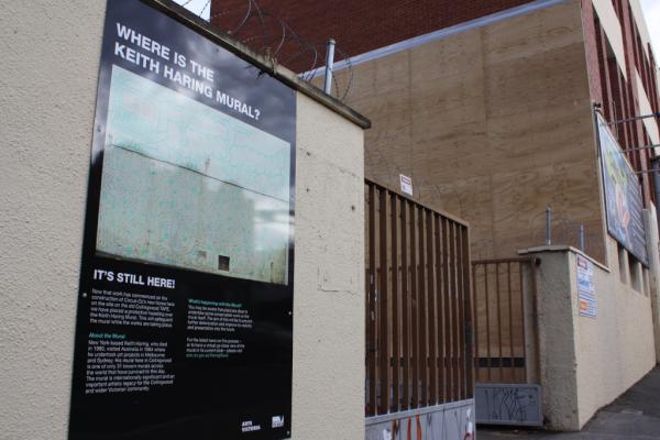 Melbourne's Keith Haring mural gets a protective layer as work on Circus Oz's new home begins. via <a href="/melbharingmural/">Melb Haring Mural</a>: