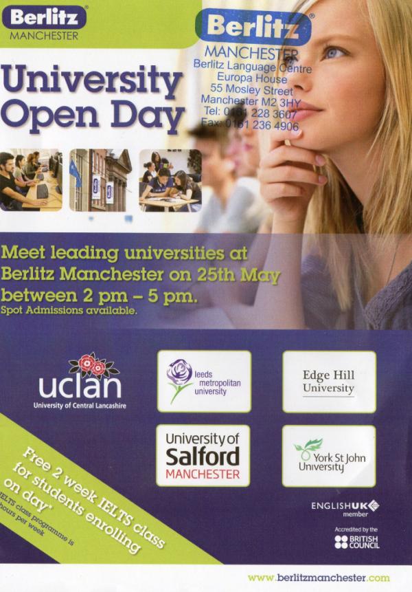 UrbanPostman's tweet photo. Looking to learn a new language? Get urself down 2 @BerlitzMCR for the University Open Day on 25th May between 2pm-5pm http://t.co/9C8VCP4c