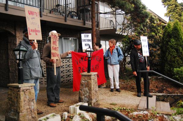 #EastVan renters rally against illegal unpermitted hazardous renovictions, &amp; bullying by millionaire Aquilini landlords