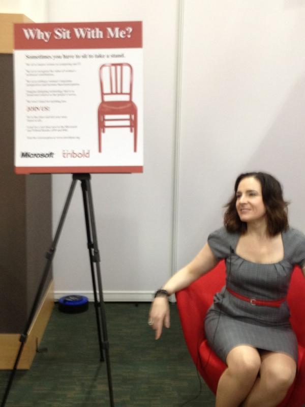 tmforumorg's tweet image. Tribold Founder/CTO in the red chair at #mwd12 telling her story. Big crowd of men over here: where are you, ladies?!
