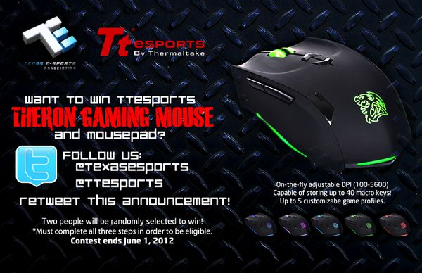 TeamTespa's tweet image. Want to win a TteSPORTS Theron Gaming Mouse and mousepad? Retweet this and follow us!