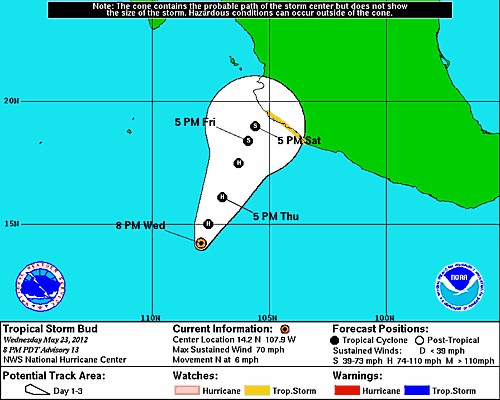 ChaacTlaloc's tweet photo. estimacion de la trayectoria de la tormenta #Bud http://t.co/DDGjpW3e