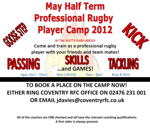 Are you Children interested in playing Rugby? Why not sign them up for the CRFC May Half Term Rugby camp?!