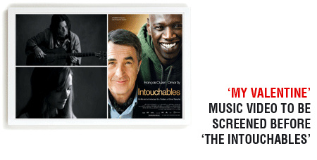 PaulMcCartney's tweet photo. The music video for 'My Valentine' will be screened before the film ‘The Intouchables’: http://t.co/OFeyy6LM http://t.co/FZD8p3uq