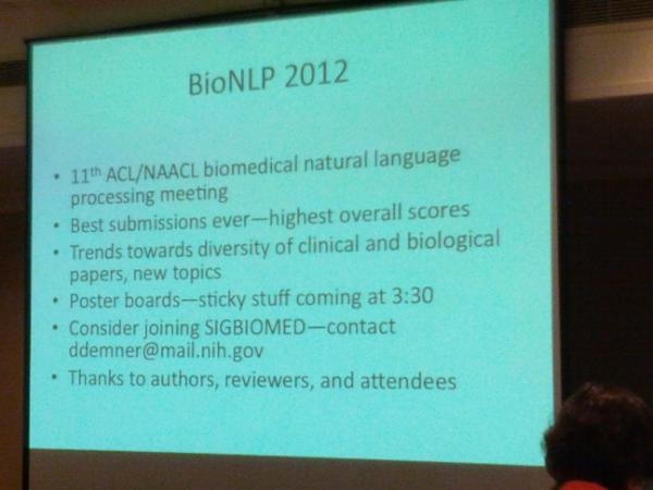 wareFLO's tweet image. #BioNLP workshop kickoff at #NAACL2012