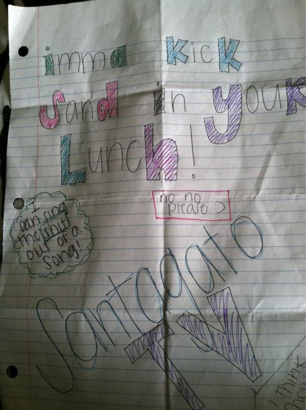 brittneymorgan_'s tweet image. the note I got from @emily_ehr today made me laugh in the hall to myself #bestnote &amp;lt;3 #SantagatoTV @JoeSantagato