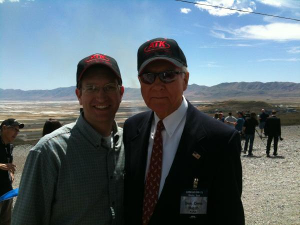PrestonPParker's tweet image. Senator @OrrinHatch and me soon after the #GEM60 rocket test launch. Great event!