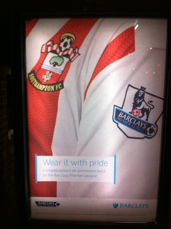 Nice one for any fellow #saintsfc fans. Also quick / clever marketing from Barclays!