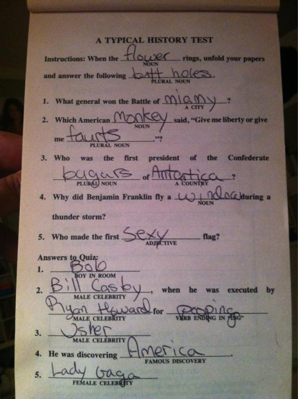 Faynesamantha's tweet image. Cheering my little cousin up with some mad libs #classicfun I really appreciate her spelling...