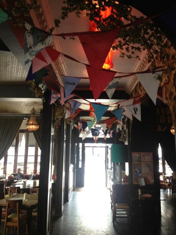 LondonPrintwork's tweet image. 2,000 metres of LPT bunting commissioned by friends Antic pubs.