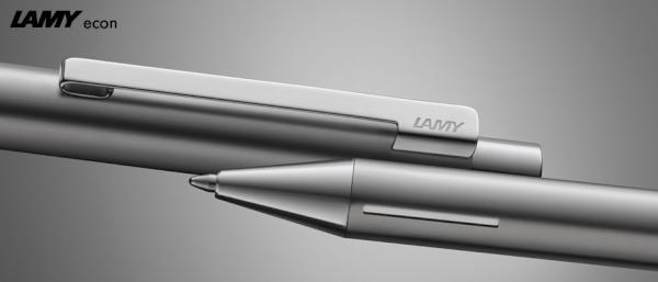 lamy_pens's tweet photo. The silky Lamy Econ with brushed stainless steel makes it stand out as well as the original details. http://t.co/EeRI4QiU