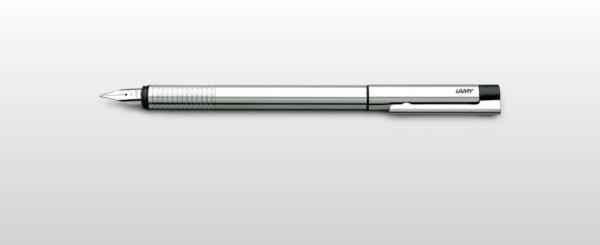 lamy_pens's tweet photo. The Lamy Logo Fountain pen made of stainless steel with cyclical matt finish and spring-mounted steel clip. http://t.co/uvjCSViI