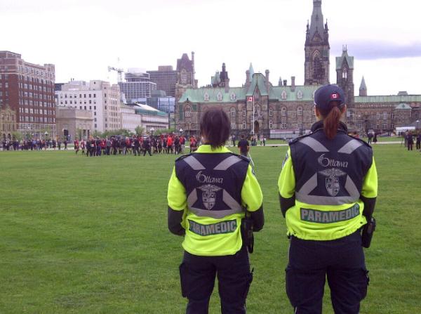 Ottawa Paramedics supporting the annual Rugby Canada Game on the Hill- Media and Team Canada vs politicians