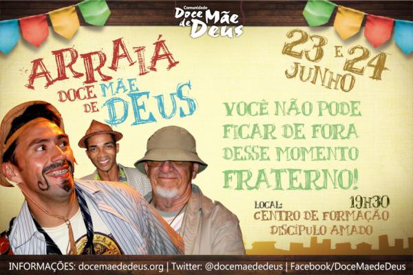 docemaededeus's tweet photo. Arraiá é na @docemaededeus, dias 23 e 24 de Junho, as 19:30hr. Venha viver este momento fraterno. http://t.co/NyqwYIen