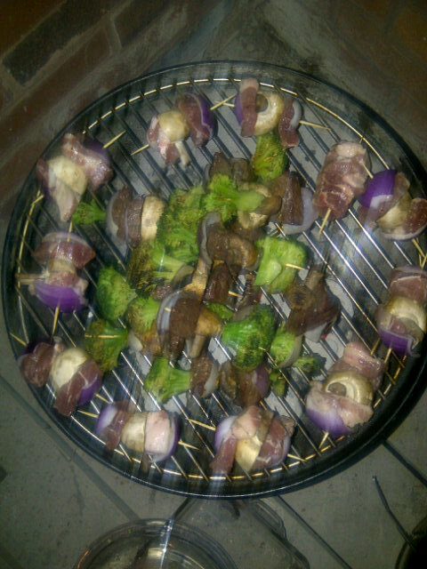 #onTheMenu... Steak and pork kabobs salmon filets, sauvignon blanc & carrot cake cupcakes :-) #bbqSuccess