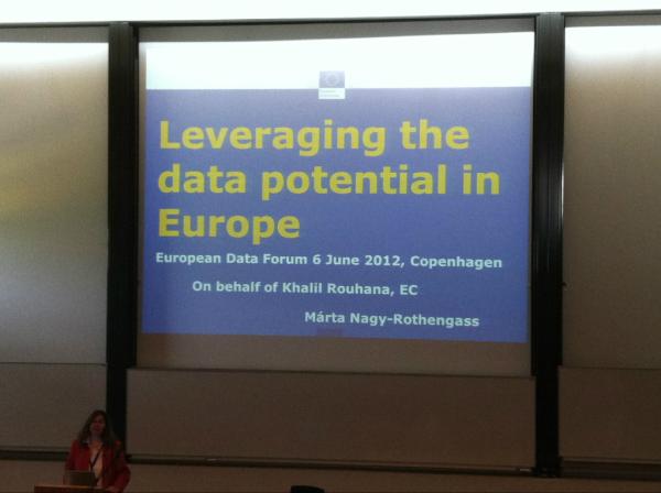 Fusepool's tweet image. @Eudataforum Leveraging the data potential in Europe by Márta Nagy-Rothengass #edf2012 #fusepool