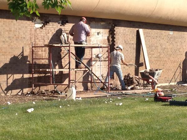 WestmontHigh's tweet photo. Yes...those will be windows soon!!! http://t.co/RIwugJNO