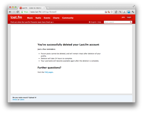 thijsniks's tweet image. Als iemand mijn Last.fm gebruikersnaam wil overnemen, nu kan het! #goodbye #passwordhack