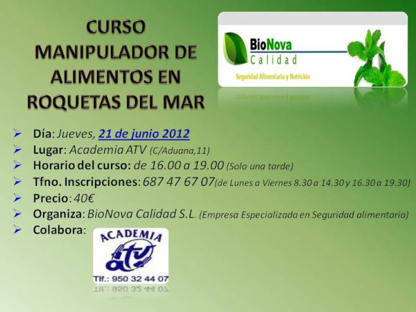 AcademiaATV's tweet photo. EL PRÓXIMO DÍA 21 DE JUNIO EN HORARIO DE TARDE (16 A 19 HORAS) CURSO DE MANIPULADOR DE ALIMENTOS http://t.co/N9wYzzoh