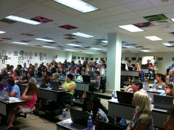 msatcary's tweet image. Participants listening to @joselyntodd 's welcome #CAEdTech