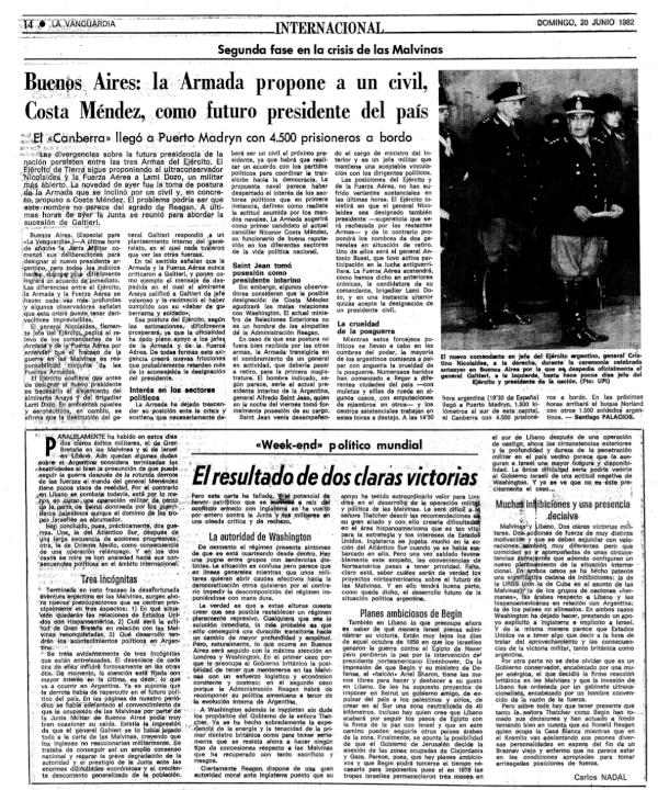 Malvinas30's tweet photo. Hoy en #La Vanguardia > La Armada propone a un civil, Costa Méndez, como futuro presidente del país http://t.co/fftsTfiY
