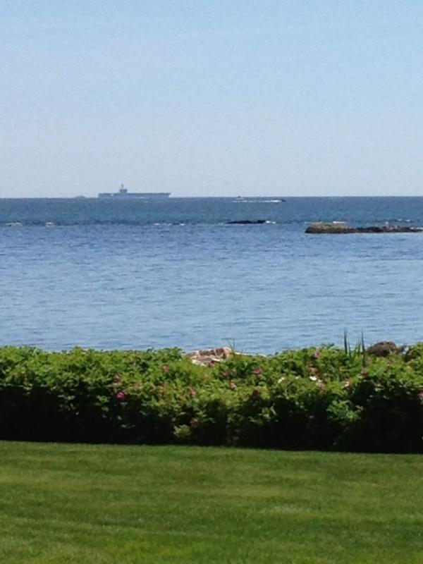 HomeCheckinME's tweet image. George H.W. Bush  aircraft carrier off Kennebunkport, noon Sunday 6-10-12