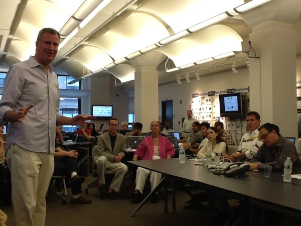 NYCMayor's tweet photo. MT @challengepost: NYC Public Advocate @BilldeBlasio & Council Member @GaleABrewer at the #PDFApplied civic hackathon http://t.co/A0yxSQq5