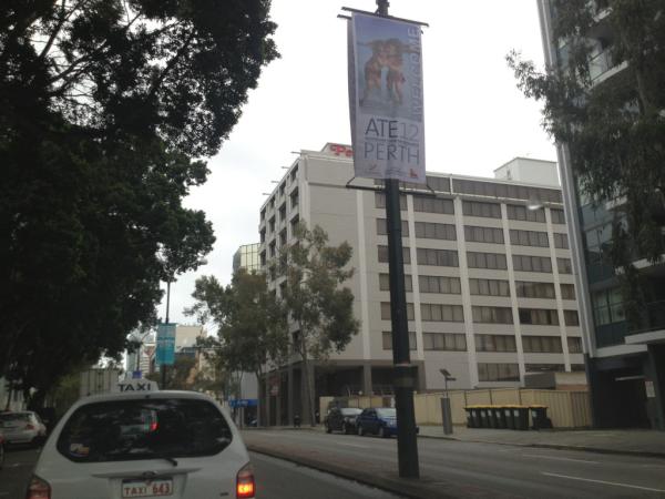 ATEBigBird's tweet photo. #ate12 look out for ATE street banners on arrival into Perth City! http://t.co/xXSvQtad