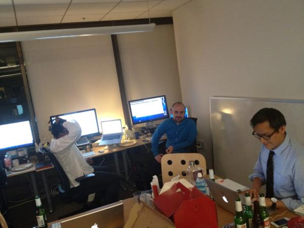 scottopia's tweet photo. The @incrediblelabs crew working hard on a Sunday night! cc: @donna http://t.co/OveH2soW