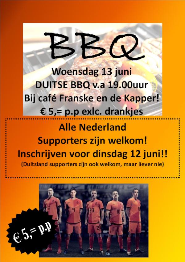 Woensdag geen zin om te koken voor de wedstrijd Nederland-Duitsland? Je kunt bij ons mee eten voor maar € 5,=