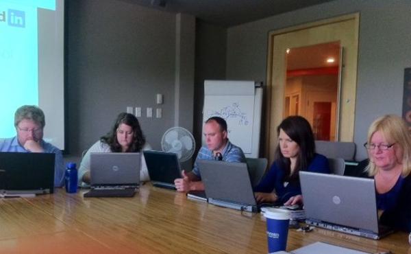 BlueOceanTweets's tweet image. Intense proj mgrs &amp;amp; plenty of #Dell #Techconcierge laptops during our #SM session w @echogravity Great session!