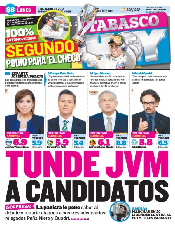 JESTERSAY's tweet photo. Portada de un periódica tabasqueño http://t.co/6MENwkyN