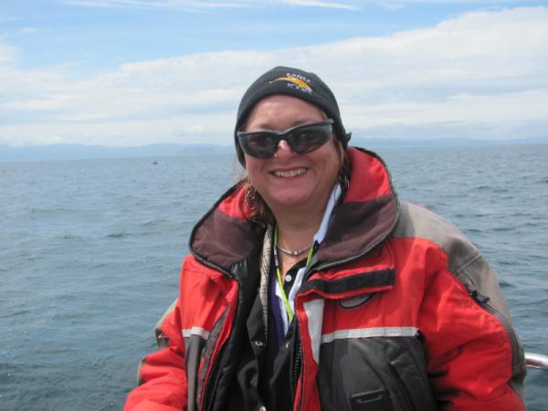 PRmaven on her whale watching experience in Victoria, BC at CPRS conference.  See the whale fin the background?