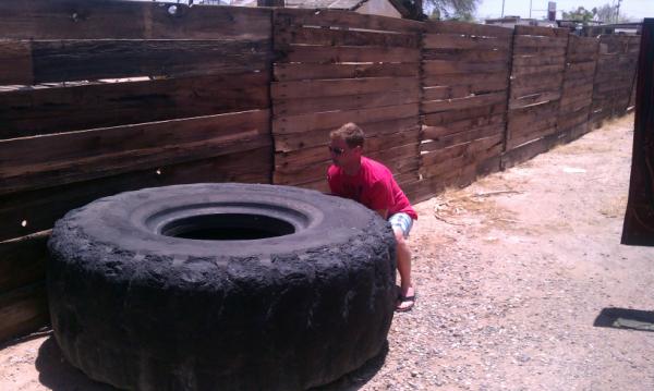 In2itEncinitas's tweet image. Roadside tire flipping in Park Arizona #liftwithyourlegs