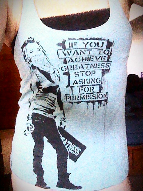 <3 my new shirt by local artists "if you want to achieve greatness, stop asking for permission" http://t<a href="/tag/baybridge"class="tags"><span>#baybridge</span></a>