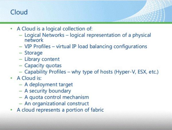 PatrickLownds's tweet image. What is a Cloud in SCVMM 2012 (see pic) @MS_SystemCenter #MSFTPrivateCloud